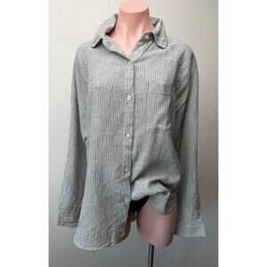 Z Supply The Perfect Line Stripe Linen Shirt Womens M